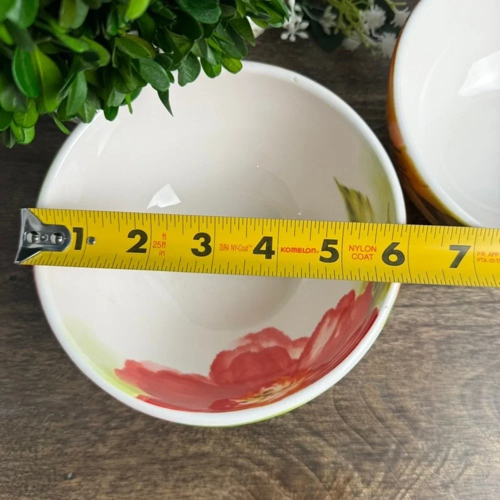 Pier 1 Amelia Floral Ironstone Bowls Set of 2 Colorful Cottage Kitchen 6